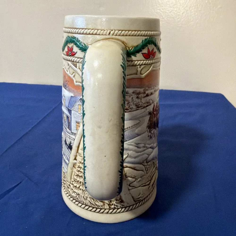1996 Anheuser Busch Holiday‎ Budweiser Snowy Woodland Clydesdale Stein Mug RARE